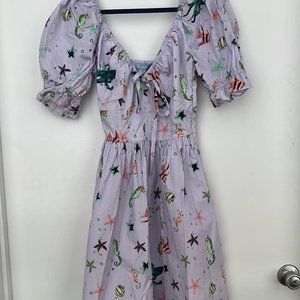 Hill House Ophelia Dress in Sea Creatures Cotton Poplin